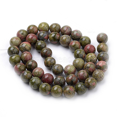 Natural Unakite Beads Strands(G-S259-14-4mm)-2