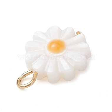 Natural Freshwater Shell Flower Charms with Golden Plated 304 Stainless Steel Loops(PALLOY-JF02444)-3