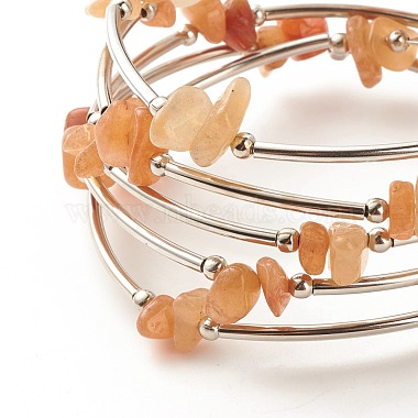 5-bracelets enveloppants en perles d'aventurine rouge naturelle à boucles pour femmes(BJEW-JB01517-05)-4