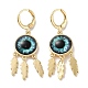 Real 18K Gold Plated Brass Feather Chandelier Earrings(EJEW-L269-049G-01)-1