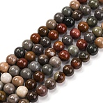 Natural Picture Jasper Beads Strands, Round, 4mm, Hole: 0.8mm, about 88~90pcs/strand, 14.96''(38cm)(G-H037-A01-04)