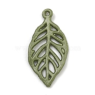 Alloy Pendants, Spray Painted, Christmas Scheme Charms, Leaf, 28x13.5x1.5mm, Hole: 1.2mm(FIND-M037-01C)