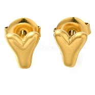 304 Stainless Steel Stud Earrings, Real 14K Gold Plated, Letter Y, 7x6mm(EJEW-I316-01G-Y)