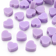 Handmade Polymer Clay Beads, Heart, Medium Purple, 8~9x9~10x3~5mm, Hole: 1.2mm(X-CLAY-N011-009B)