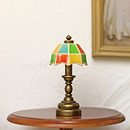 Alloy Miniature Table Lamp with Lampshade, Mini Light Dollhouse Decoration Accessories, Colorful, 18x43mm(MIMO-PW0003-090B)