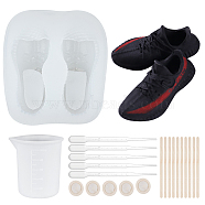 Olycraft DIY Shoes Shape Silicone Molds Kits, Include 2ml Disposable Plastic Dropper & Latex Finger Cots & Wooden Craft Sticks & 100ml Measuring Cup, White, 68.5x61x33.5mm(DIY-OC0002-78)