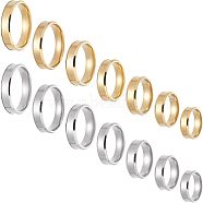 DICOSMETIC 14Pcs 14 Style 201 Stainless Steel Plain Band Ring for Men Women, Golden & Stainless Steel Color, Inner Diameter: US Size 5 3/4~13(16.3~22.2mm), 1Pc/style(RJEW-DC0001-05)