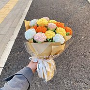 Crochet Rose Bouquet Set for Beginners, Flower Display Decoration Knitting Starter Kit, DIY Handmade Valentin's Day Gift for Girlfriend, Orange, 38x5cm(PW23032908264)