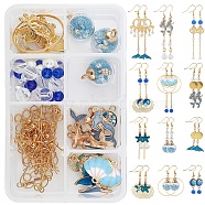 DIY Dangle Earring Making Kits, Including Alloy Pendants, Iron Pendants, Glass Globe Pendants & Glass Pearl Beads, Brass Hoop Earrings Findings & Cable Chains, Golden(DIY-SC0014-09G)