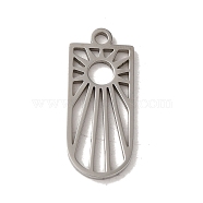 201 Stainless Steel Pendants, Laser Cut, Arch with Sun Charm, Stainless Steel Color, 21x9x1mm, Hole: 1.6mm(STAS-E211-08P)