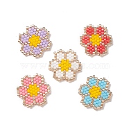 Handmade Japanese Seed Beads, Loom Pattern, Flower, Mixed Color, 18x2mm(SEED-CP00015)