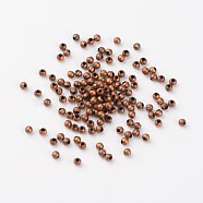 Iron Spacer Beads, Nickel Free, Round, Red Copper, about 3mm in diameter, 3mm thick, hole: 1.2mm, about 461pcs/20g(X-E006-NFR)