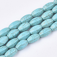 Synthetic Turquoise Beads Strands, Oval, Dark Turquoise, 14~14.5x9x8mm, Hole: 1mm, about 28pcs/strand, 15.7 inch(TURQ-S391-08B)