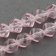 Glass Bead Strands, Faceted, Twist, Pearl Pink, 8x7~8x8mm, Hole: 1mm(GLAA-R042-8x8mm-31)