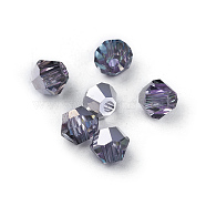 K9 Glass Rhinestone Beads, Faceted, Bicone, Vitrail Light, 4x4mm, Hole: 1mm(X-RGLA-F063-B-001VL)
