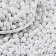 Opaque Acrylic Beads, Round, White, 5x4mm, Hole: 1.6mm, about 12500pcs/500g(SACR-A007-01C-17)