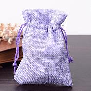 Polyester Imitation Burlap Packing Pouches Drawstring Bags, for Christmas, Wedding Party and DIY Craft Packing, Medium Purple, 12x9cm(ABAG-R005-9x12-03)