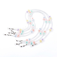 Acrylic Eyeglasses Chains, Neck Strap for Eyeglasses, with Alloy Lobster Claw Clasps and Rubber Loop Ends, Flower, Platinum, Mixed Color, 23.43 inch(59.5cm)(AJEW-EH00350)