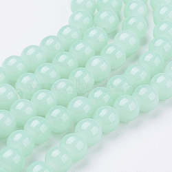 Imitation Jade Glass Beads Strands, Spray Painted, Round, Aquamarine, 8mm, Hole: 1.3~1.6mm, about 100pcs/strand, 31.4 inch(X-DGLA-S076-8mm-20)