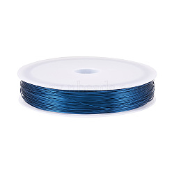 Copper Jewelry Wire, Round, Blue, 0.3mm, about 236.22 Feet(72m)/Roll(CWIR-TAC0002-02A-04)