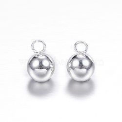 304 Stainless Steel Sphere Charms, Round Ball, Silver Color Plated, 9x6mm, Hole: 2mm(X-STAS-G085-18S)