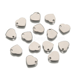 Tarnish Resistant 304 Stainless Steel Stamping Blank Tag Flat Heart Charms Pendants, Stainless Steel Color, 11x10x1mm, Hole: 1mm(STAS-Q171-01)