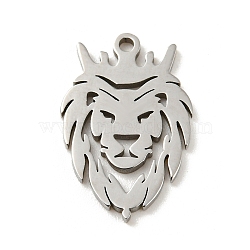 201 Stainless Steel Pendants, Laser Cut, Lion, Stainless Steel Color, 16.5x10.5x1mm, Hole: 1.2mm, 5pcs/bag(FIND-Z009-04P)