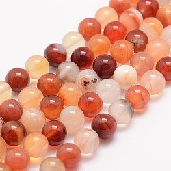 Natural Carnelian Bead Strands, Round, Dyed, 8mm, Hole: 1mm, about 48pcs/strand, 15.5 inch(X-G-K153-B20-8mm)
