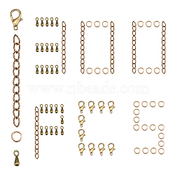 60 Strands Iron Chain Extender, 60Pcs Alloy Charms, 240Pcs Iron Open Jump Rings and Zinc Alloy Lobster Claw Clasps, Antique Bronze, 5~12x0.7~6x0.8mm, hole: 1.2~2.5mm, inner diameter: 3.6mm(DIY-SC0016-76)