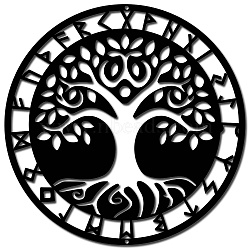 Iron Wall Signs, Metal Art Wall Decoration, for Living Room, Home, Office, Garden, Kitchen, Hotel, Balcony, Tree of Life, 300x300x1mm(AJEW-WH0286-126)