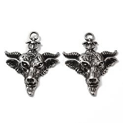 304 Stainless Steel Big Pendants, Baphomet, Antique Silver, 54.5x42.5x7mm, Hole: 5mm(STAS-L262-15AS)