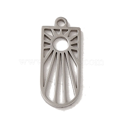 Non-Tarnish 201 Stainless Steel Pendants, Laser Cut, Arch with Sun Charm, Stainless Steel Color, 21x9x1mm, Hole: 1.6mm(STAS-E211-08P)