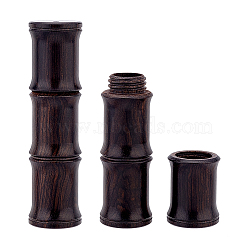 Ebony Wood Big Pendants, Half Drilled, with Screw Cap, Undyed, Bamboo Stick Charm, Black, 61x16mm, Hole: 1.6mm(WOOD-WH0027-62)