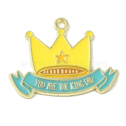 Father's Day Alloy Enamel Pendants, Golden, Word you are the King Dad, Crown, 22x28x1.5mm, Hole: 1.5mm(ENAM-U0001-01A)