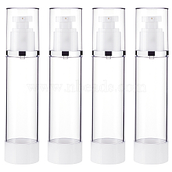 Empty Portable Plastic Airless Pump Bottles, Refillable Vacuum Press Bottle, Lotion Foundation Travel Container, with PP Cover, White & Clear, 17.7cm, Capacity: 100ml(3.38fl. oz)(AJEW-WH0299-91B)