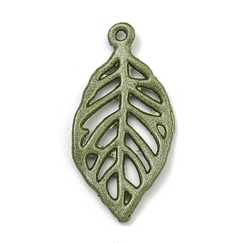 Alloy Pendants, Spray Painted, Christmas Scheme Charms, Leaf, 28x13.5x1.5mm, Hole: 1.2mm