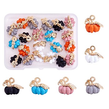 30Pcs Thanksgiving Pumpkin Charms Pendant Fall Theme Charm Colorful Pumpkin Charms for Jewelry Necklace Bracelet Earring Making Crafts, Colorful, 12x12mm, Hole: 1.5mm