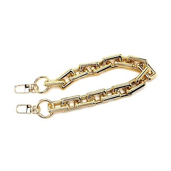 Alloy Rectangle Chain Bag Handles, with Clasps, Bag Straps Replacement Accessories, Gold, 40cm