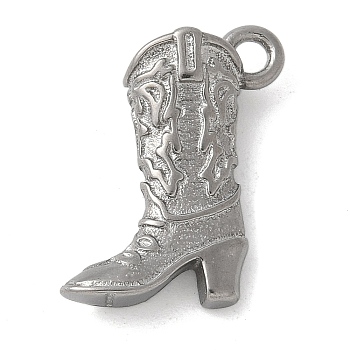 304 Stainless Steel Pendants, Cowboy Boots Charms, Stainless Steel Color, 19x16x6mm, Hole: 2mm