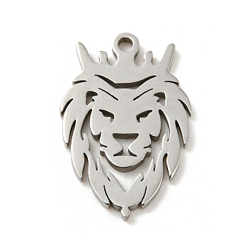 201 Stainless Steel Pendants, Laser Cut, Lion, Stainless Steel Color, 16.5x10.5x1mm, Hole: 1.2mm, 5pcs/bag