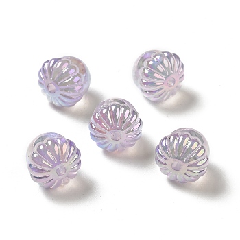 UV Plating Rainbow Iridescent Acrylic Beads, Acorn, Plum, 14.5x15.5mm, Hole: 3mm