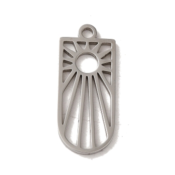 201 Stainless Steel Pendants, Laser Cut, Arch with Sun Charm, Stainless Steel Color, 21x9x1mm, Hole: 1.6mm