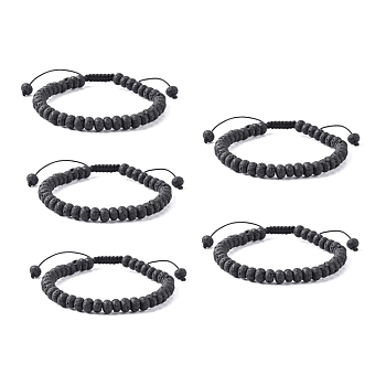 Adjustable Nylon Cord Braided Bead Bracelets, with Natural Lava Rock Beads, 2-1/4 inch~2-7/8 inch(5.8~7.2cm)