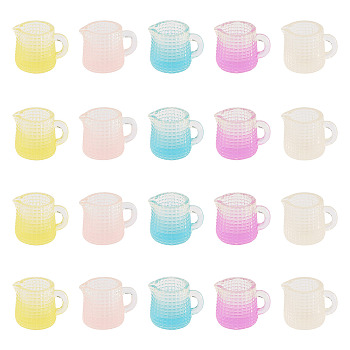20Pcs 5 Colors Resin Cup Mini Model, Micro Landscape Dollhouse Accessories, Pretending Prop Decorations, Mixed Color, 25.5x19x18mm, 4pcs/color 
