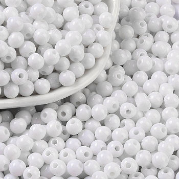 Opaque Acrylic Beads, Round, White, 5x4mm, Hole: 1.6mm, about 12500pcs/500g