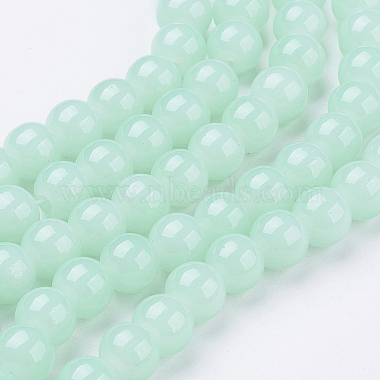 8mm Aquamarine Round Glass Beads