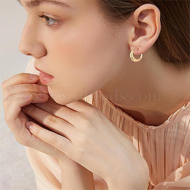 Crescent Moon Chunky Stud Earrings Half Hoop Earrings Open Oval Drop Earrings Teardrop Hoop Dangle Earrings Pull Through Hoop Earrings Statement Jewelry Gift for Women(JE1089C)-5