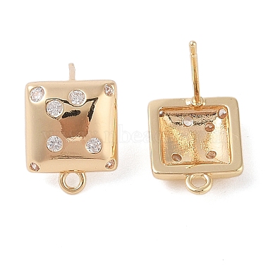 Brass Pave Clear Cubic Zirconia Stud Earring Findings(KK-N256-02G-B)-2