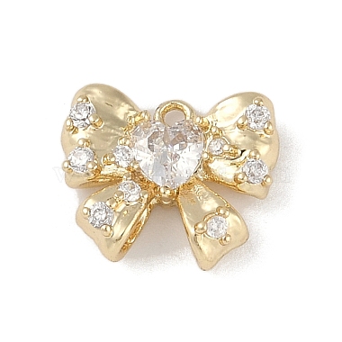 Golden Clear Bowknot Brass+Cubic Zirconia Charms