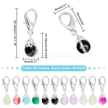 Elite 100Pcs Crackle Glass Beads Pendant Decorations(HJEW-PH0001-54)-2